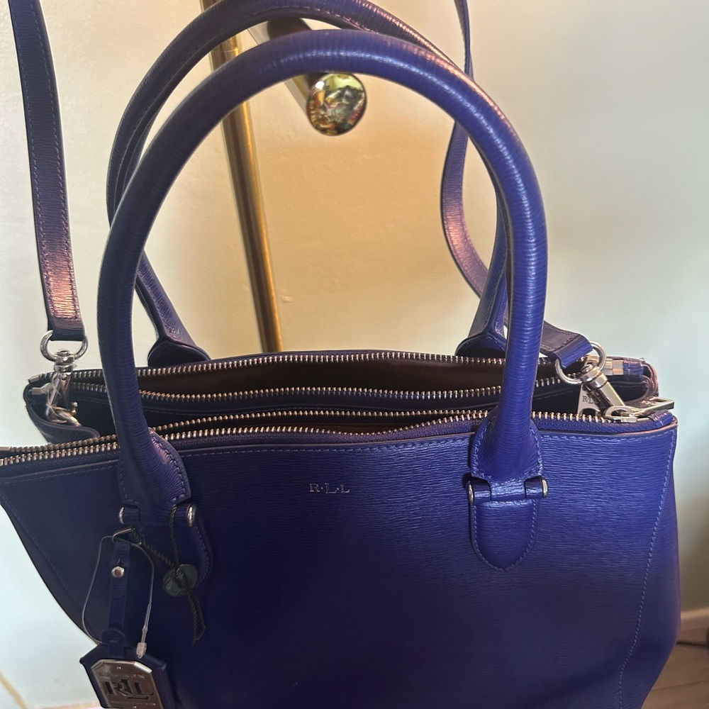 Ralph Lauren Royal Blue Leather Satchel - Picture 2 of 3